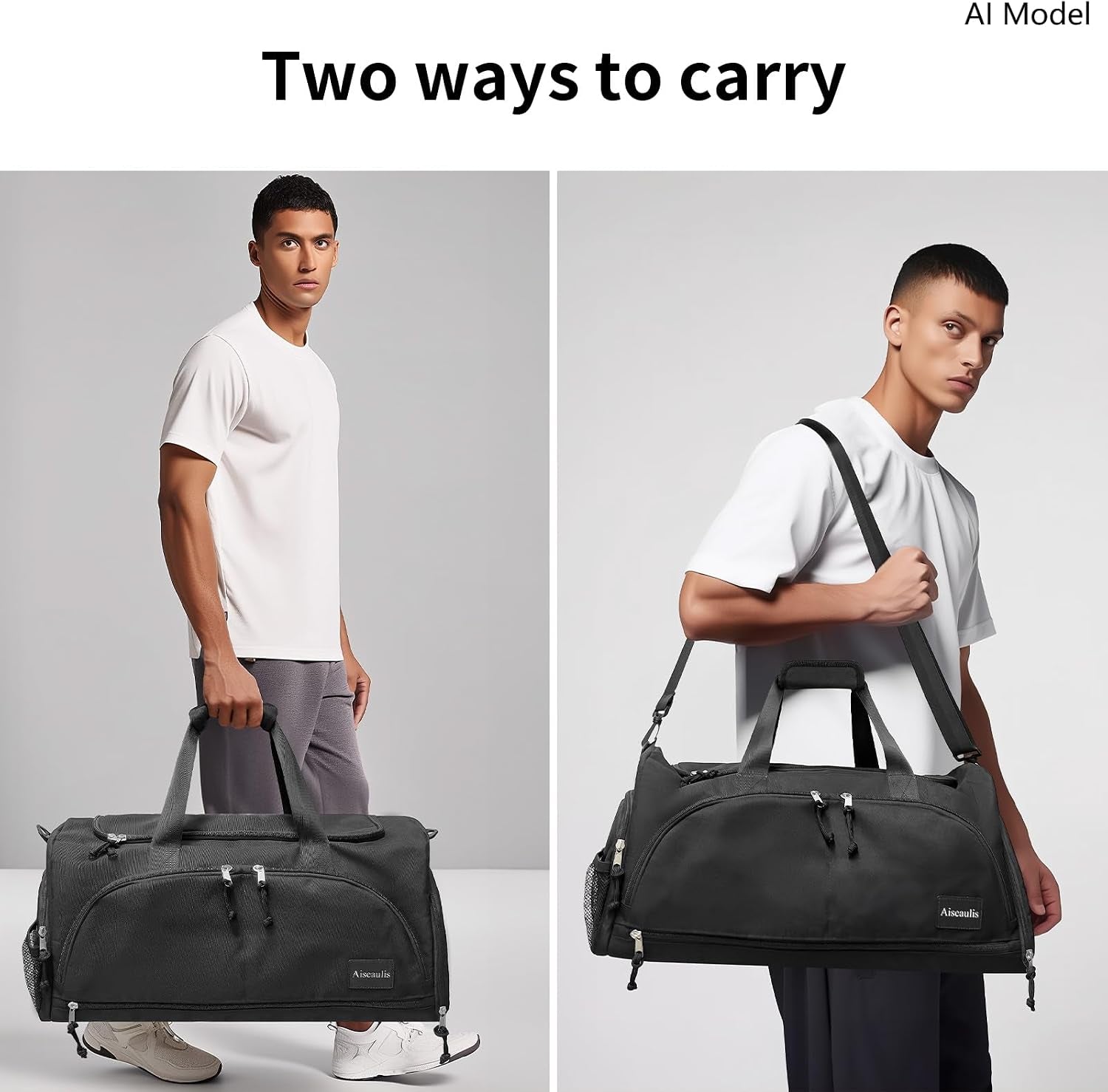Gym Bag for Men & Women with Shoes Compartment and Wet Pocket Convertible Duffle Bag and Gym Backpack Waterproof Sports Duffel for Travel, Sports, Fitness & Workout
