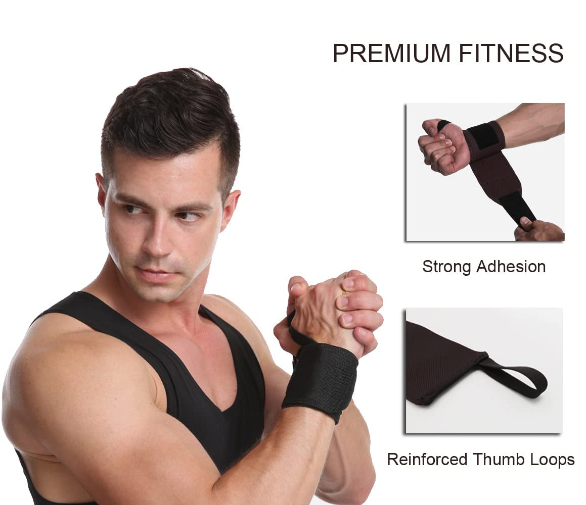 SUJAYU Wrist Wraps, 2 Pack Wrist Brace Wrist Straps for Weightlifting, Wrist Straps Lifting Straps Wrist Weights Carpal Tunnel Wrist Brace, Wrist Brace for Working Out Gym Accessories for Men (Black)