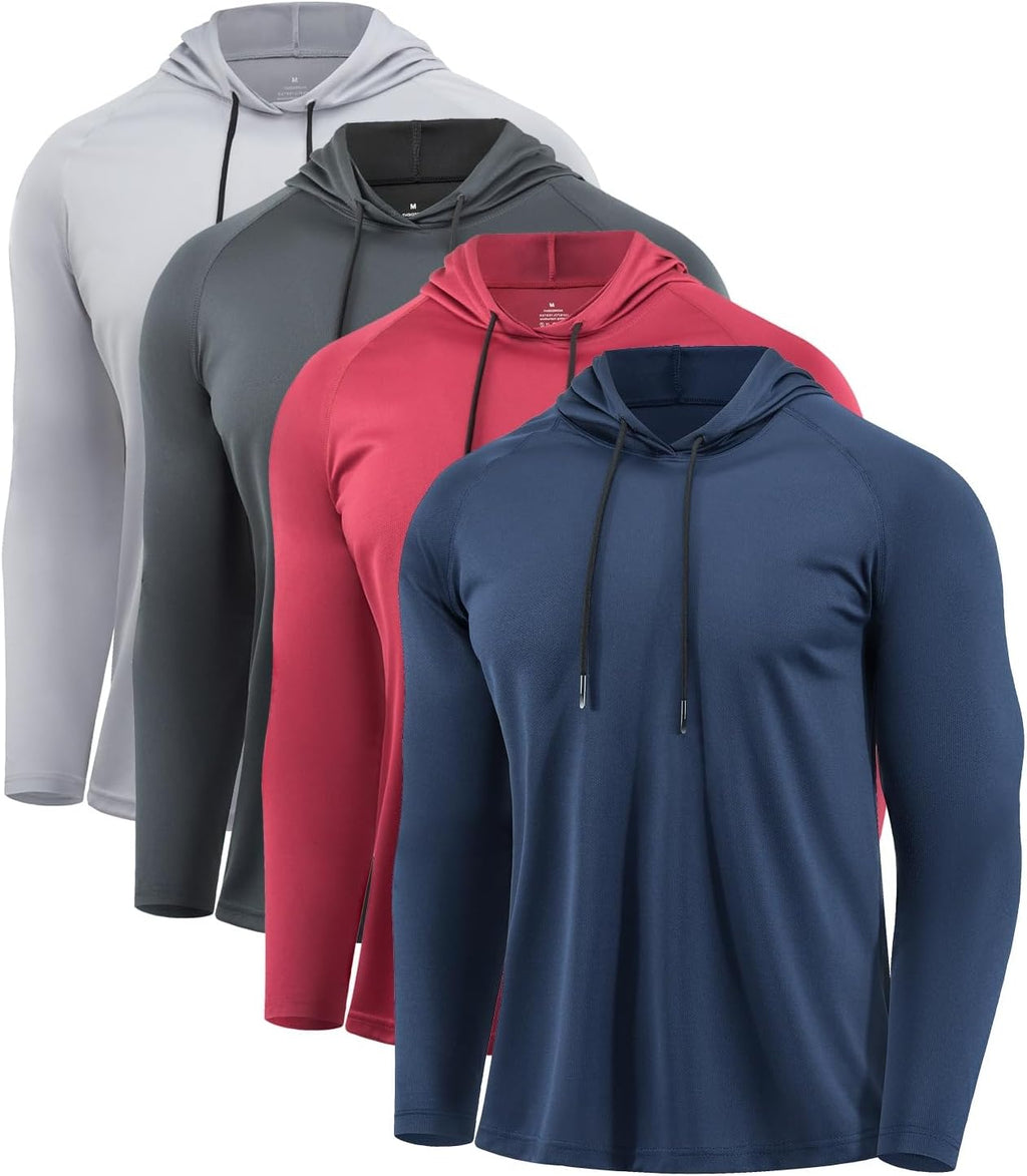 Mens Quick Dry Hoodies Long Sleeve Workout Athletic Gym Hooded Shirts