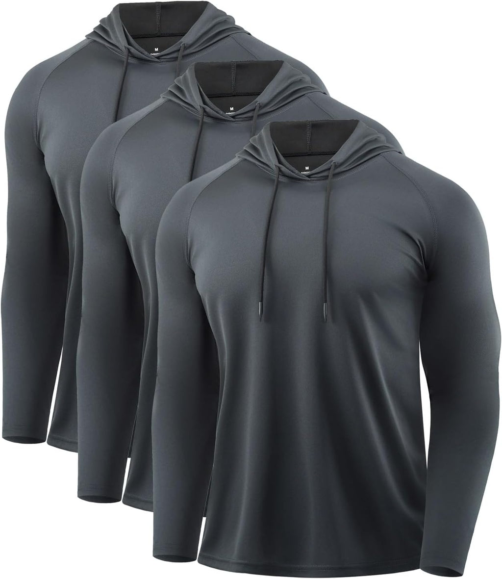 Mens Quick Dry Hoodies Long Sleeve Workout Athletic Gym Hooded Shirts