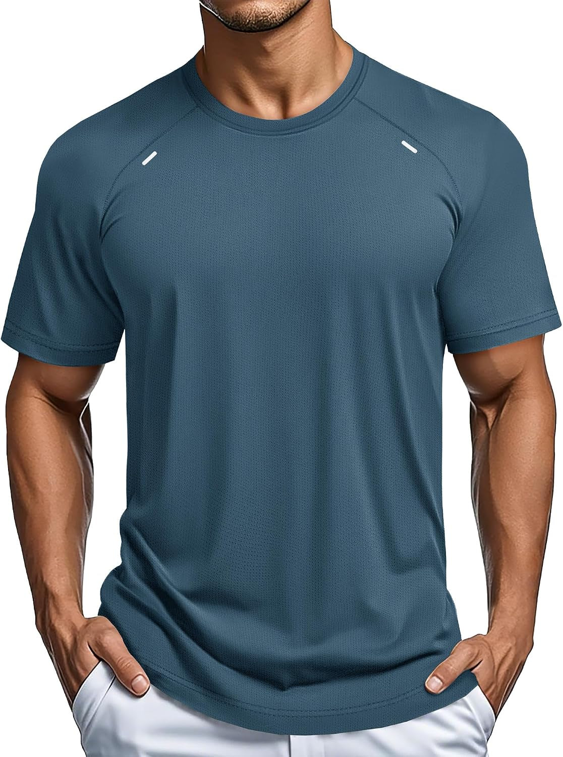 MAGCOMSEN Men'S Dry Fit Shirts Mesh Short Sleeve Athletic Lightweight Workout Performance Hiking Shirt