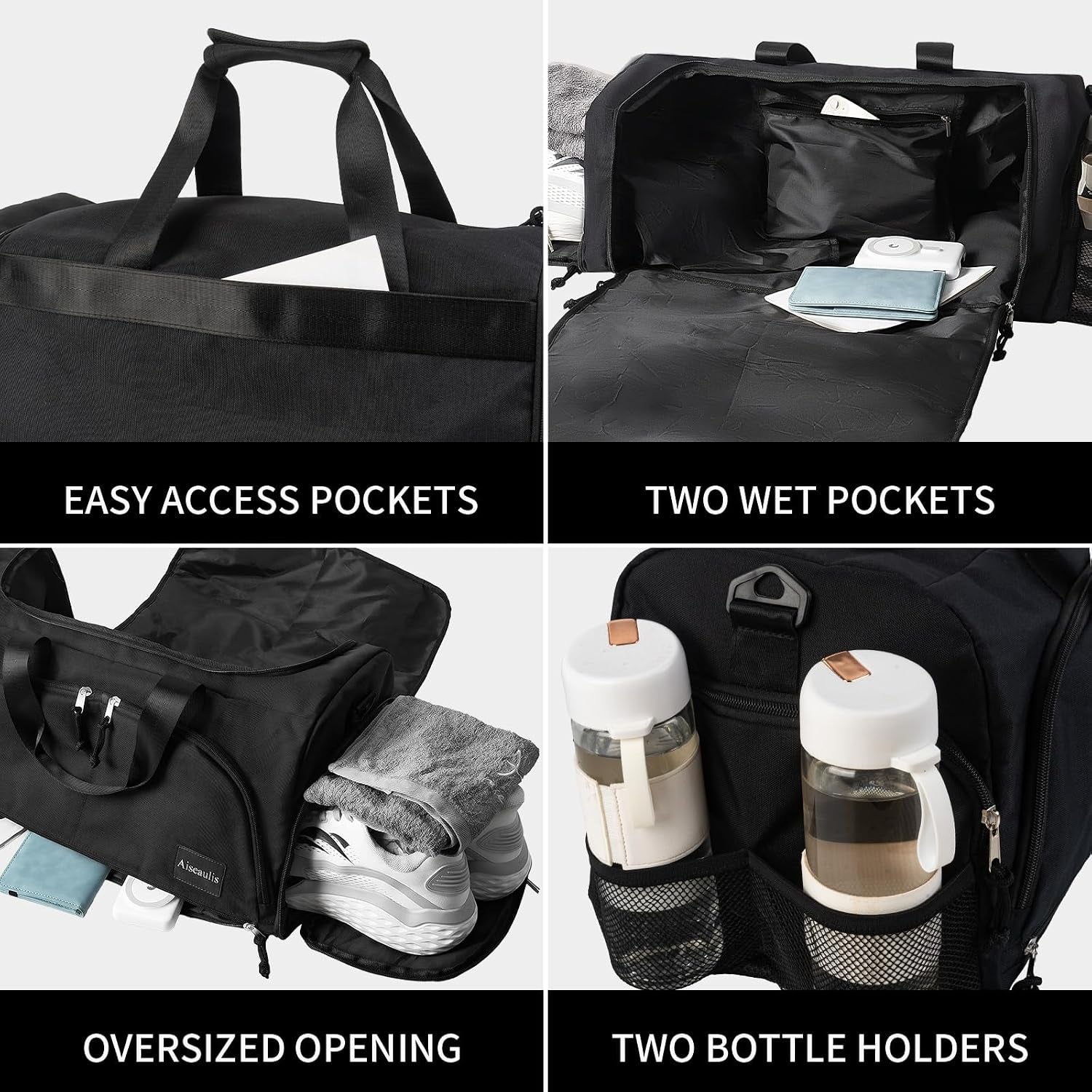 Gym Bag for Men & Women with Shoes Compartment and Wet Pocket Convertible Duffle Bag and Gym Backpack Waterproof Sports Duffel for Travel, Sports, Fitness & Workout