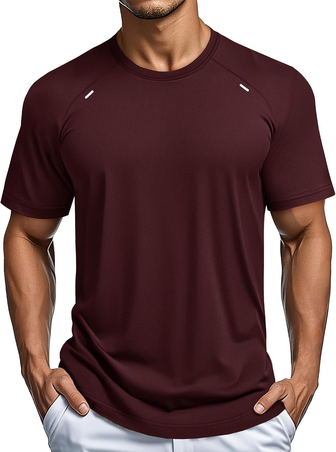 MAGCOMSEN Men'S Dry Fit Shirts Mesh Short Sleeve Athletic Lightweight Workout Performance Hiking Shirt