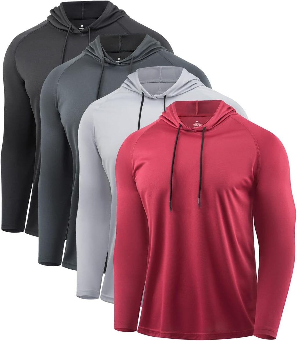 Mens Quick Dry Hoodies Long Sleeve Workout Athletic Gym Hooded Shirts
