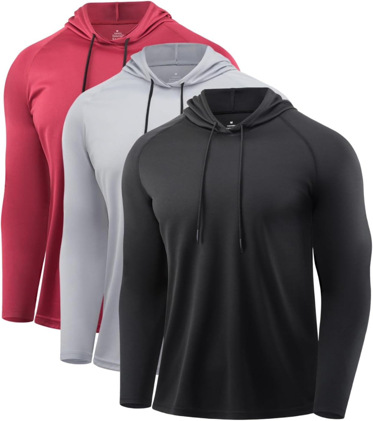 Mens Quick Dry Hoodies Long Sleeve Workout Athletic Gym Hooded Shirts