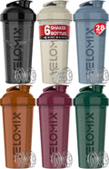 VELOMIX -6 PACK- 28 Oz Protein Shaker Bottle for Protein Mixes - 6X Wire Whisk | Leak Proof Shaker Cups for Protein Shakes | Protein Shaker Bottle Pack | Protein Shake Cup (Earth Tones Collection)
