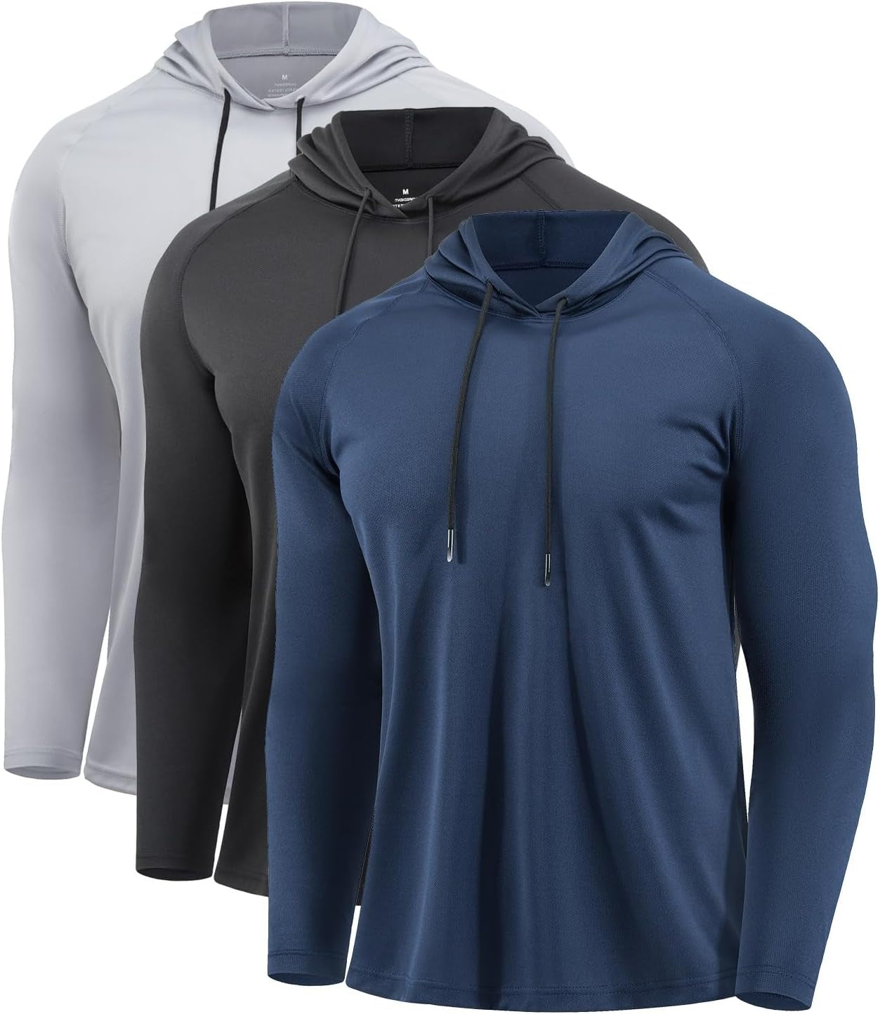 Mens Quick Dry Hoodies Long Sleeve Workout Athletic Gym Hooded Shirts
