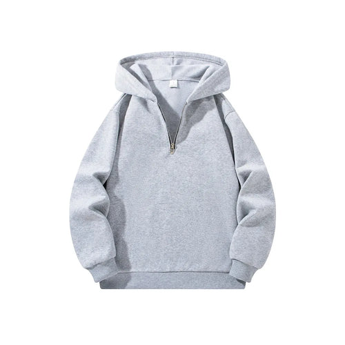 Men'S Half Zipper Hooded Hoodies New Solid Color Long Sleeve Sweatshirts Autumn Loose Sport Warm Sweats Fashion Casual Pullover
