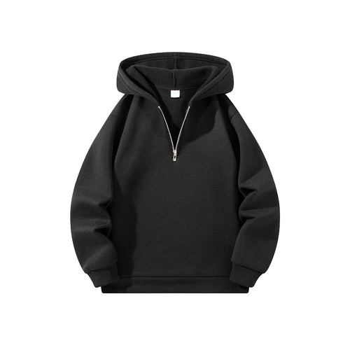 Men'S Half Zipper Hooded Hoodies New Solid Color Long Sleeve Sweatshirts Autumn Loose Sport Warm Sweats Fashion Casual Pullover
