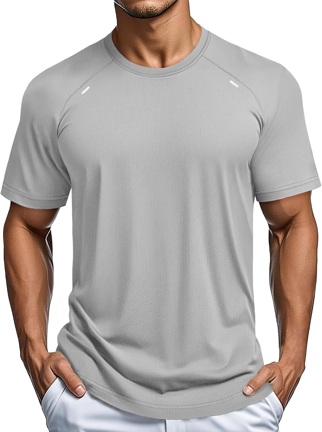 MAGCOMSEN Men'S Dry Fit Shirts Mesh Short Sleeve Athletic Lightweight Workout Performance Hiking Shirt