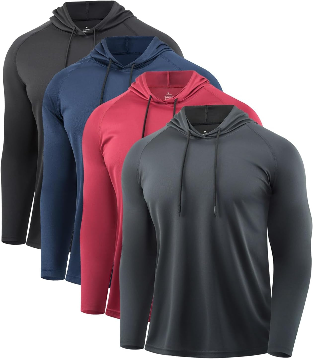 Mens Quick Dry Hoodies Long Sleeve Workout Athletic Gym Hooded Shirts