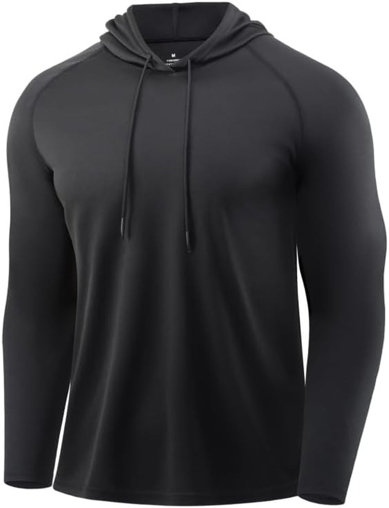 Mens Quick Dry Hoodies Long Sleeve Workout Athletic Gym Hooded Shirts