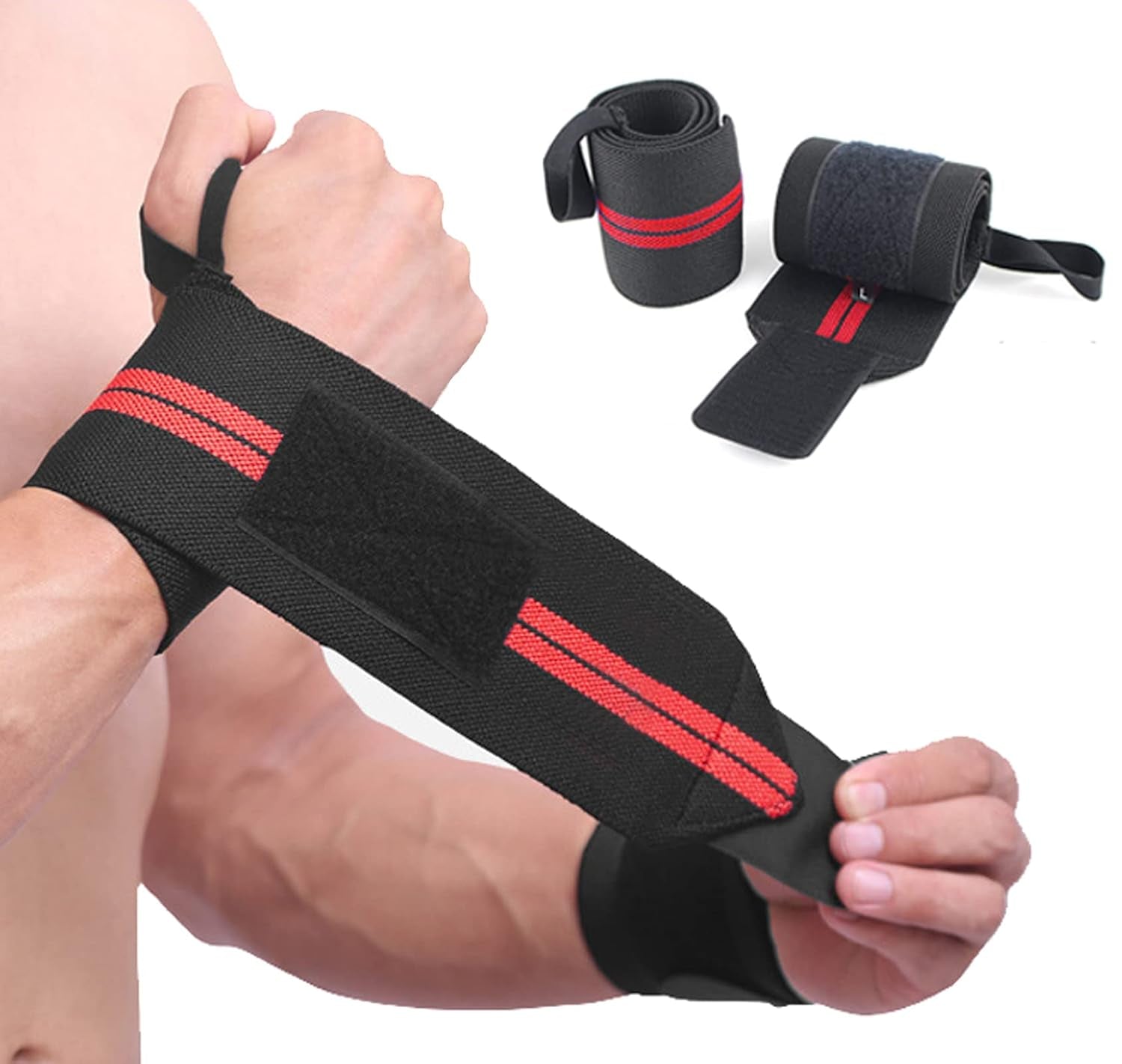 SUJAYU Wrist Wraps, 2 Pack Wrist Brace Wrist Straps for Weightlifting, Wrist Straps Lifting Straps Wrist Weights Carpal Tunnel Wrist Brace, Wrist Brace for Working Out Gym Accessories for Men (Black)