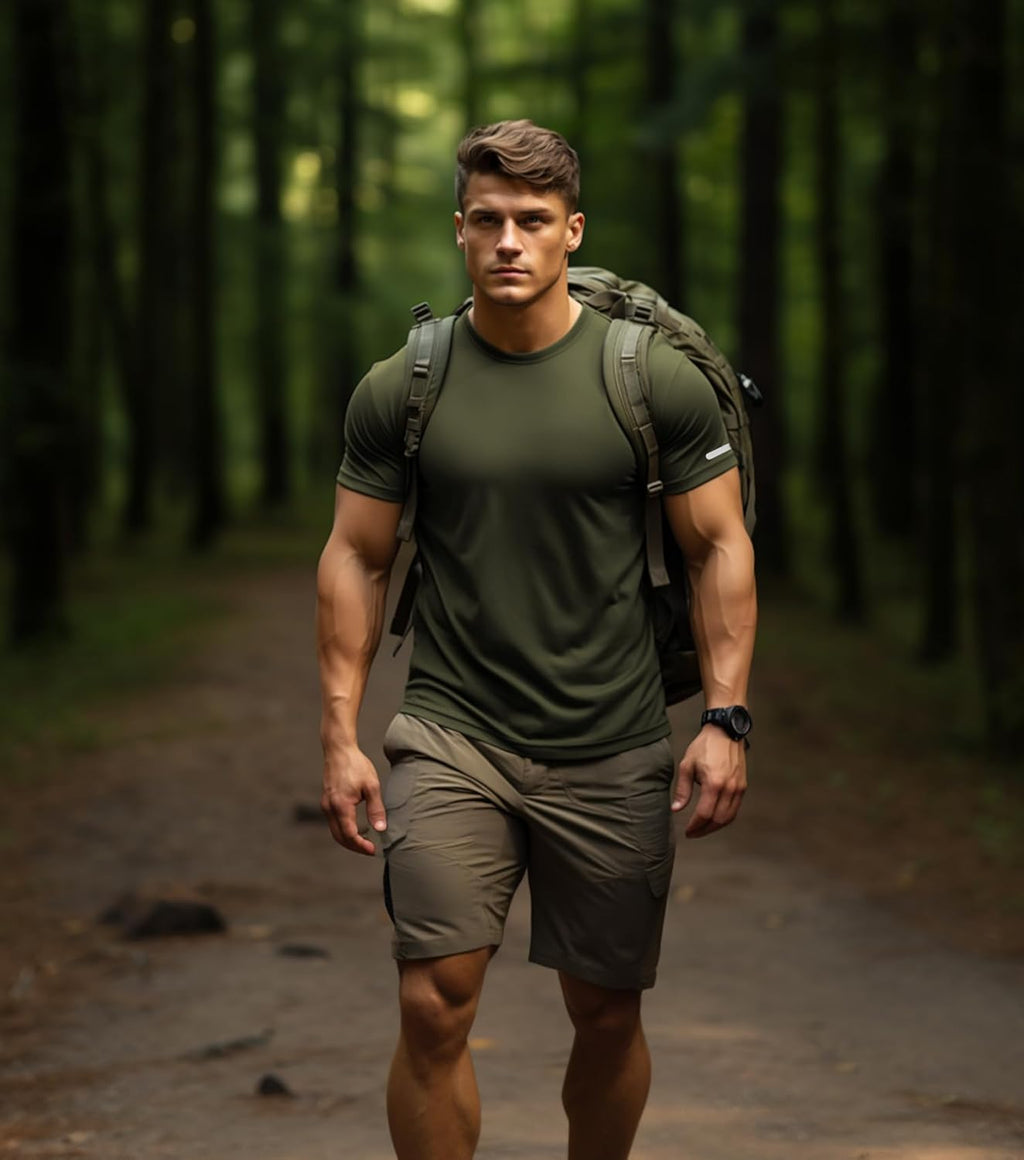 Mens Workout Shirts Fitted, Quick Dry Gym Tshirts Running Athletic Top Moisture Wicking Tee