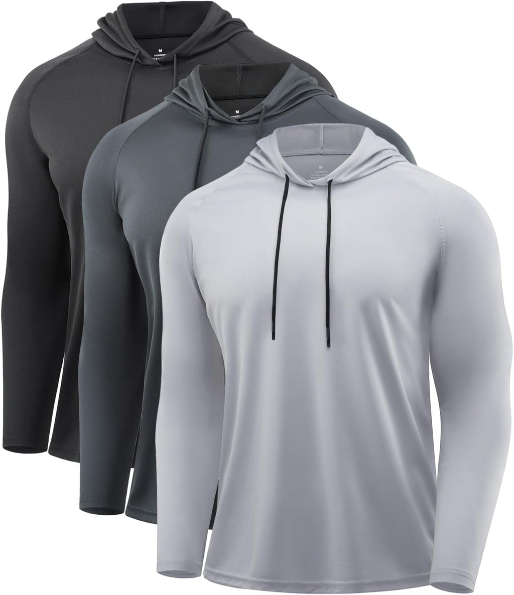 Mens Quick Dry Hoodies Long Sleeve Workout Athletic Gym Hooded Shirts
