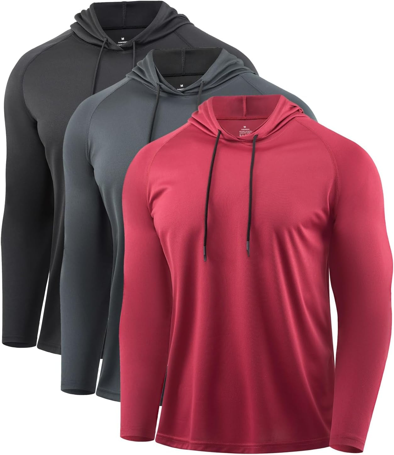 Mens Quick Dry Hoodies Long Sleeve Workout Athletic Gym Hooded Shirts