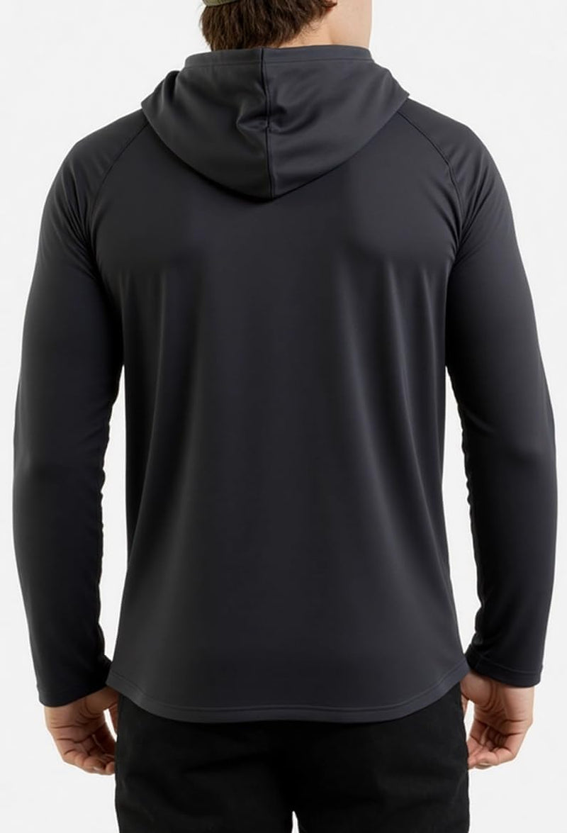 Mens Quick Dry Hoodies Long Sleeve Workout Athletic Gym Hooded Shirts