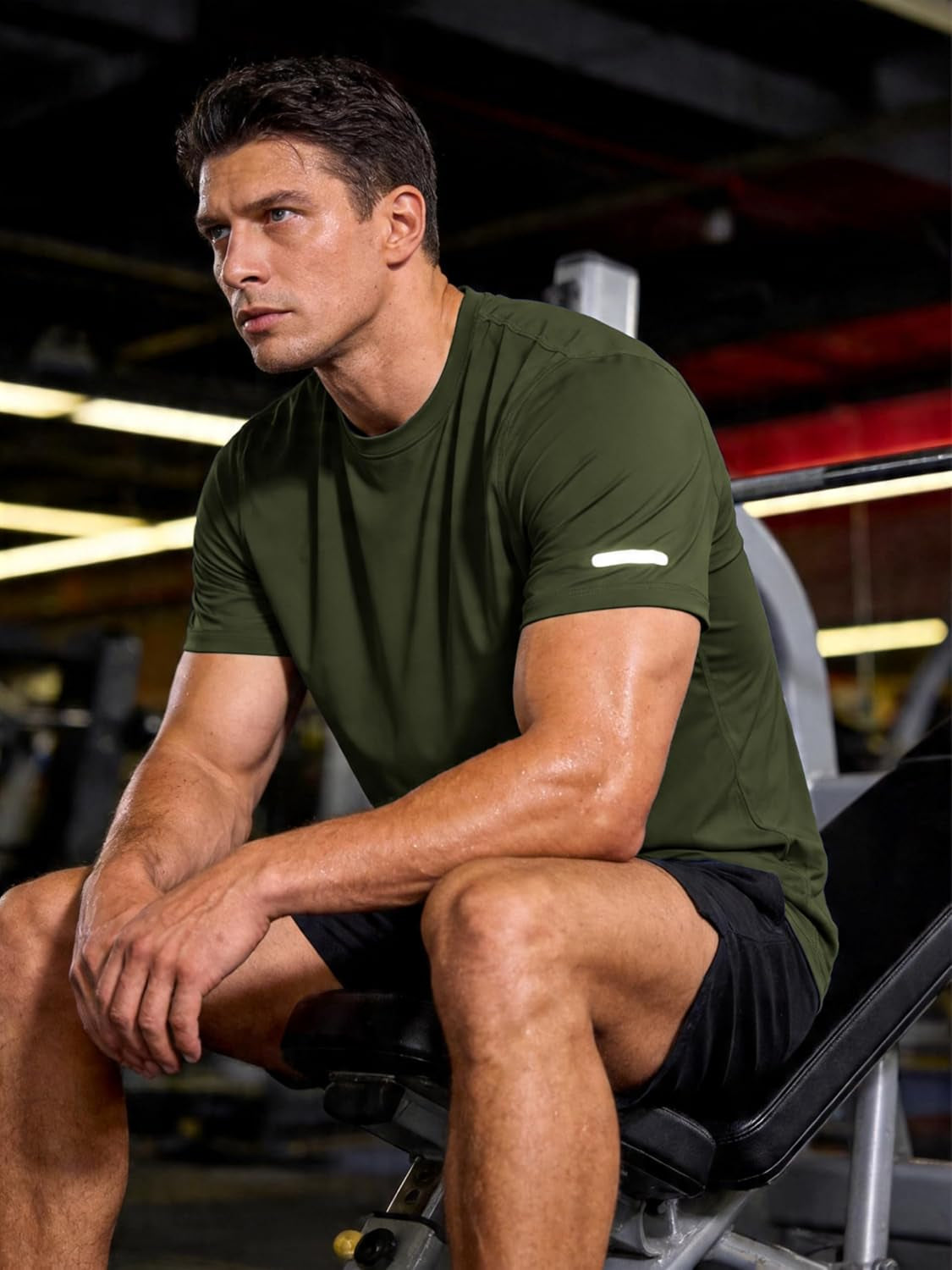 Mens Workout Shirts Fitted, Quick Dry Gym Tshirts Running Athletic Top Moisture Wicking Tee