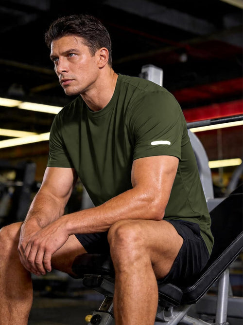 Mens Workout Shirts Fitted, Quick Dry Gym Tshirts Running Athletic Top Moisture Wicking Tee