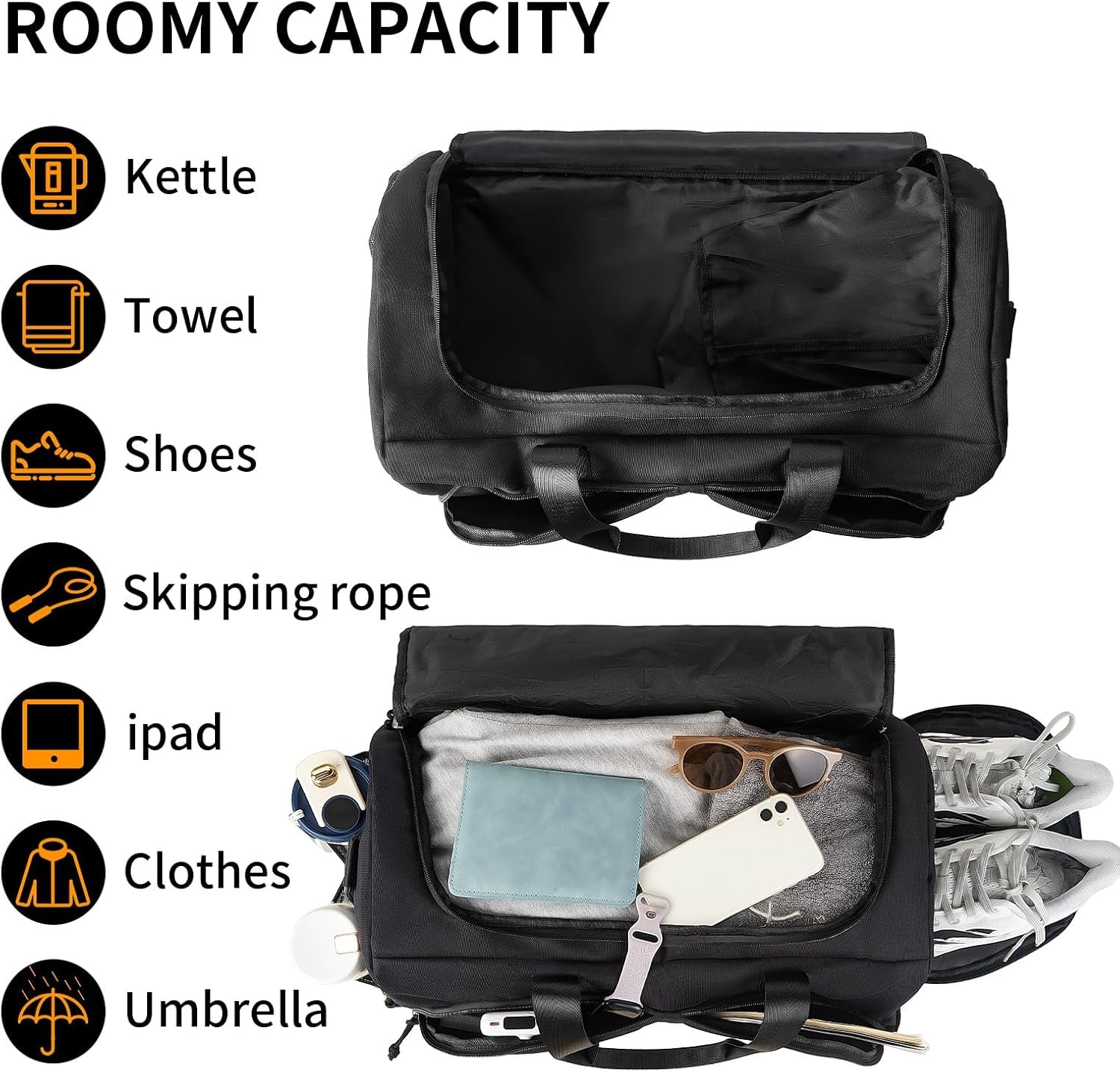 Gym Bag for Men & Women with Shoes Compartment and Wet Pocket Convertible Duffle Bag and Gym Backpack Waterproof Sports Duffel for Travel, Sports, Fitness & Workout