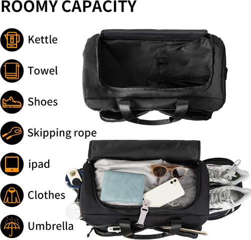 Gym Bag for Men & Women with Shoes Compartment and Wet Pocket Convertible Duffle Bag and Gym Backpack Waterproof Sports Duffel for Travel, Sports, Fitness & Workout